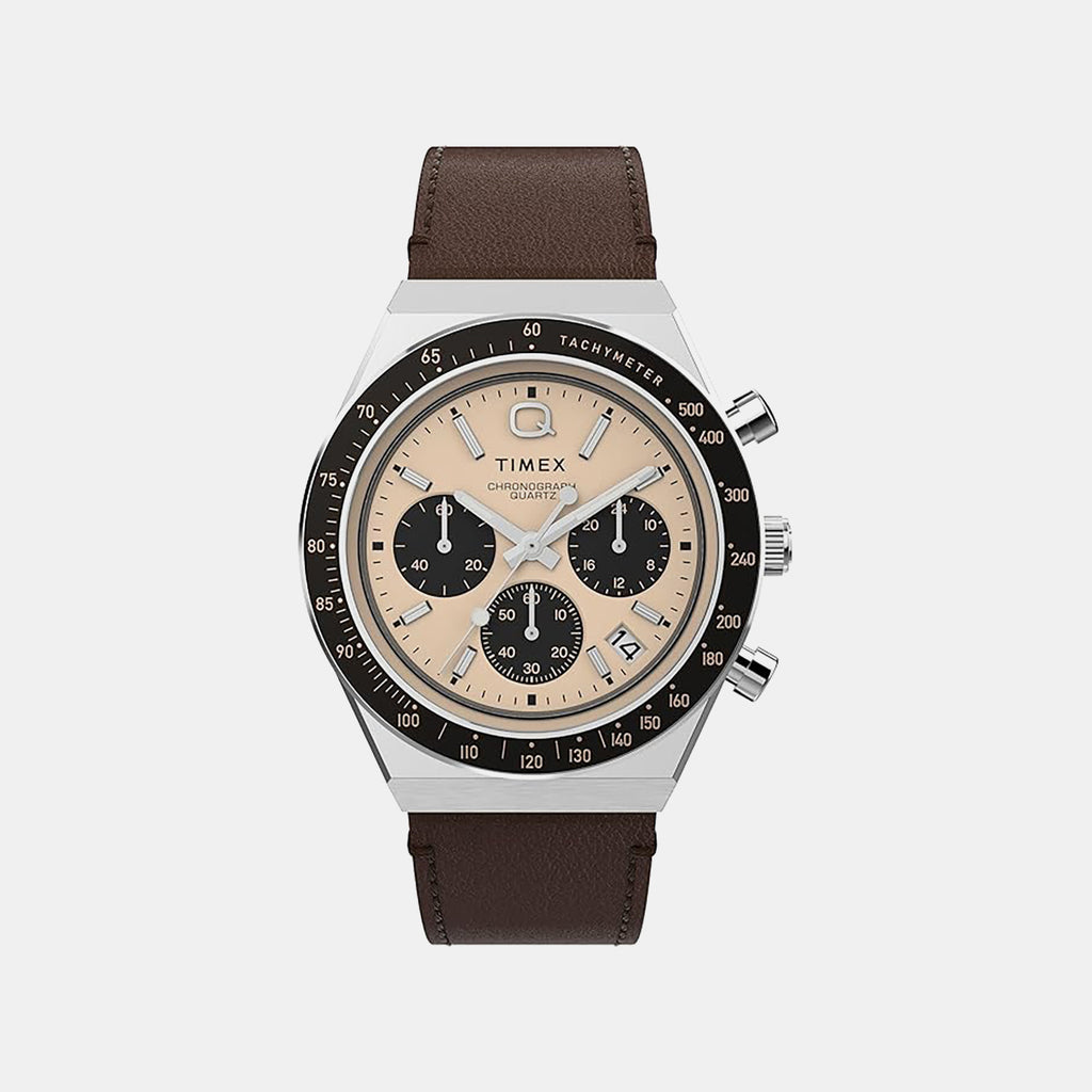 Men Quartz Rose Gold Dial Analog Leather Watch TWEG26409