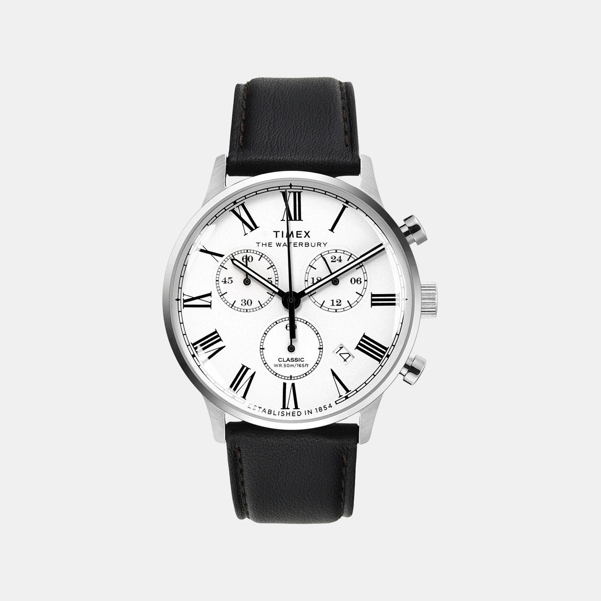 Waterbury Men Quartz White Dial Multi-Function Leather Watch TWEG26600