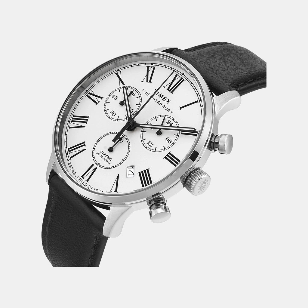 Waterbury Men Quartz White Dial Chronograph Leather Watch TWEG26600