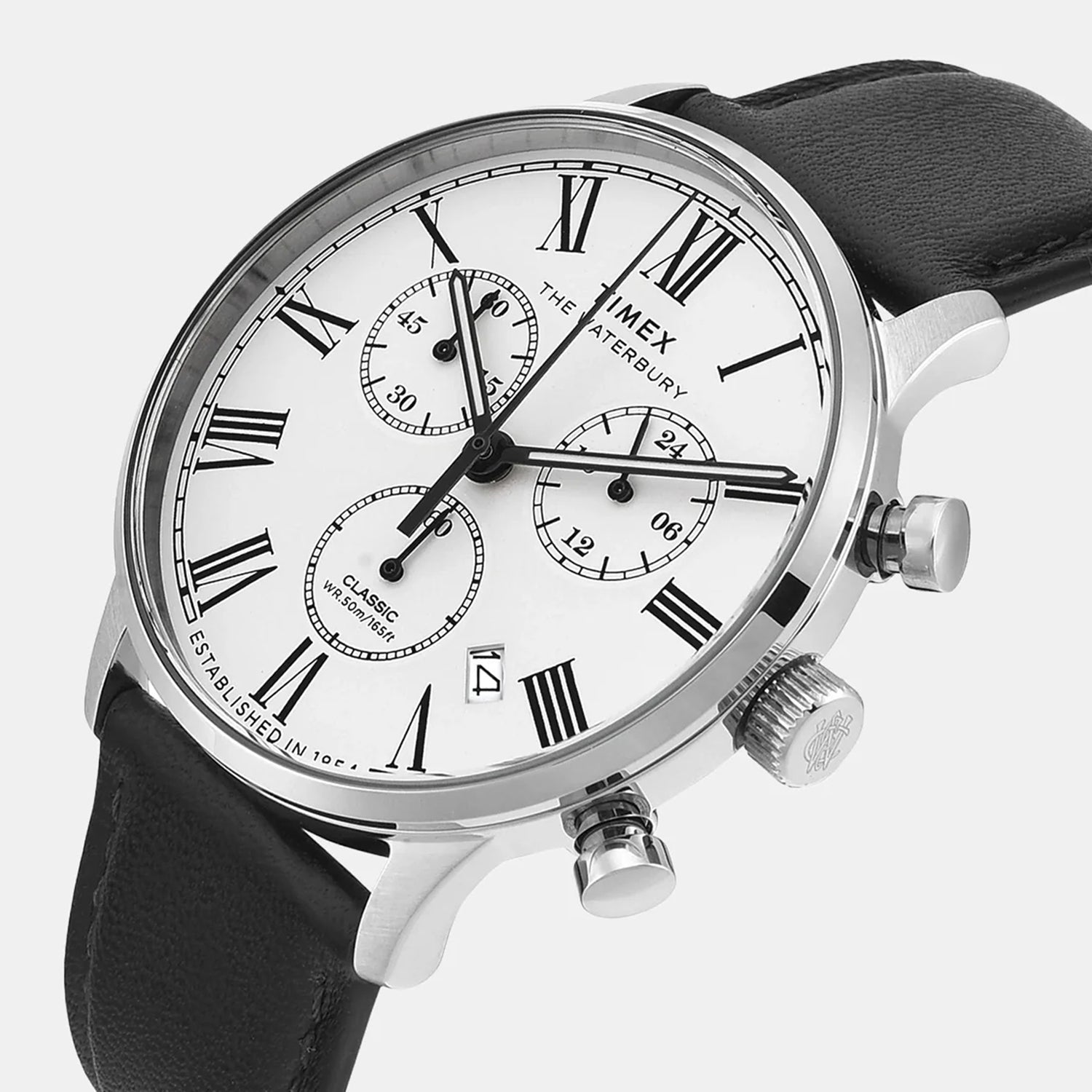 Waterbury Men Quartz White Dial Chronograph Leather Watch TWEG26600