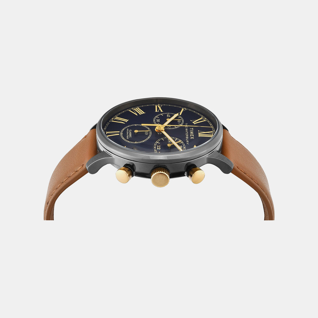 Waterbury Men Quartz Blue Dial Chronograph Leather Watch TWEG26601