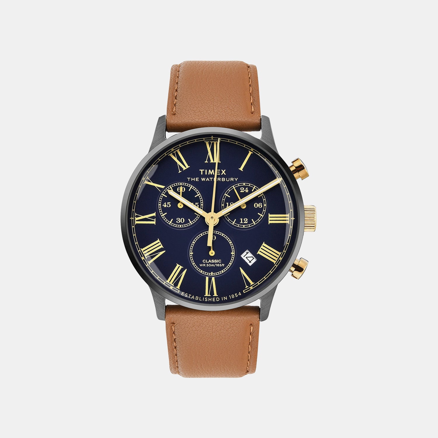 Waterbury Men Quartz Blue Dial Chronograph Leather Watch TWEG26601