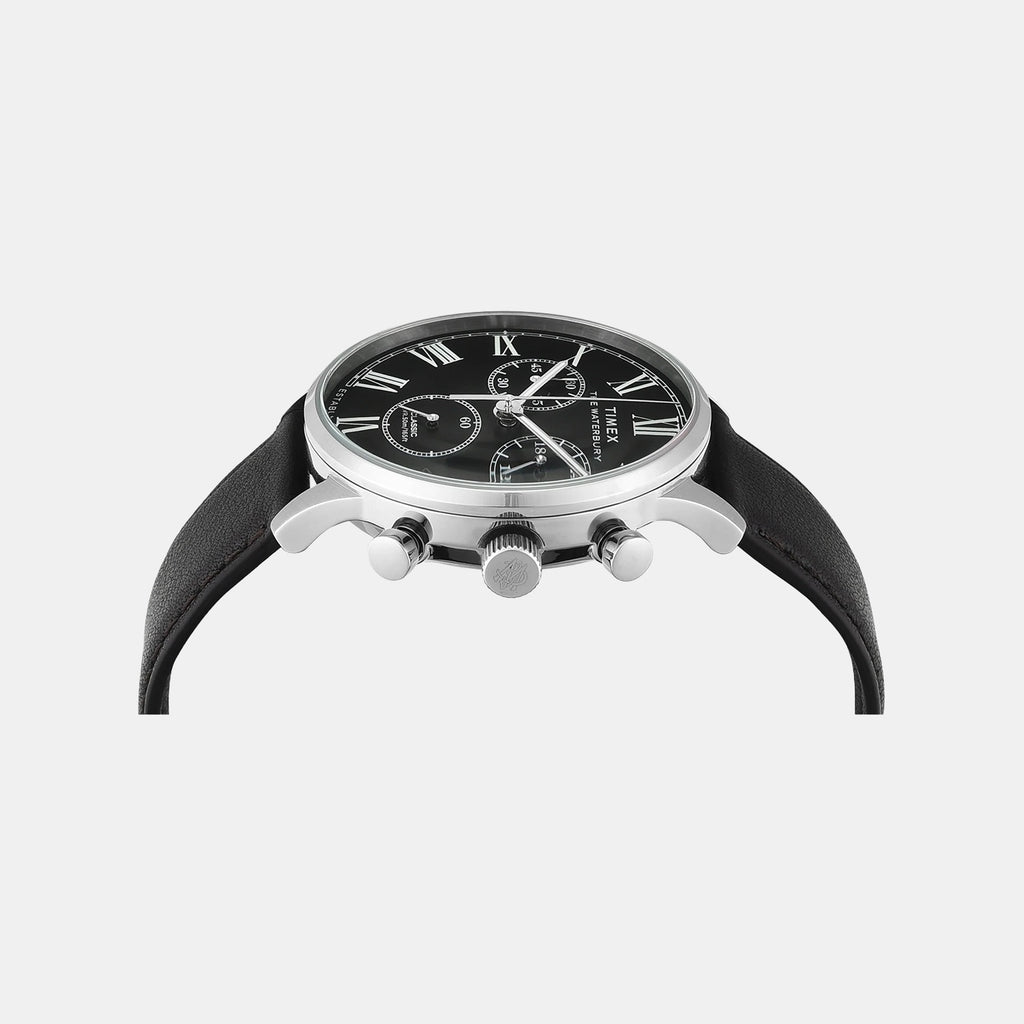 Waterbury Men Quartz Black Dial Chronograph Leather Watch TWEG26602