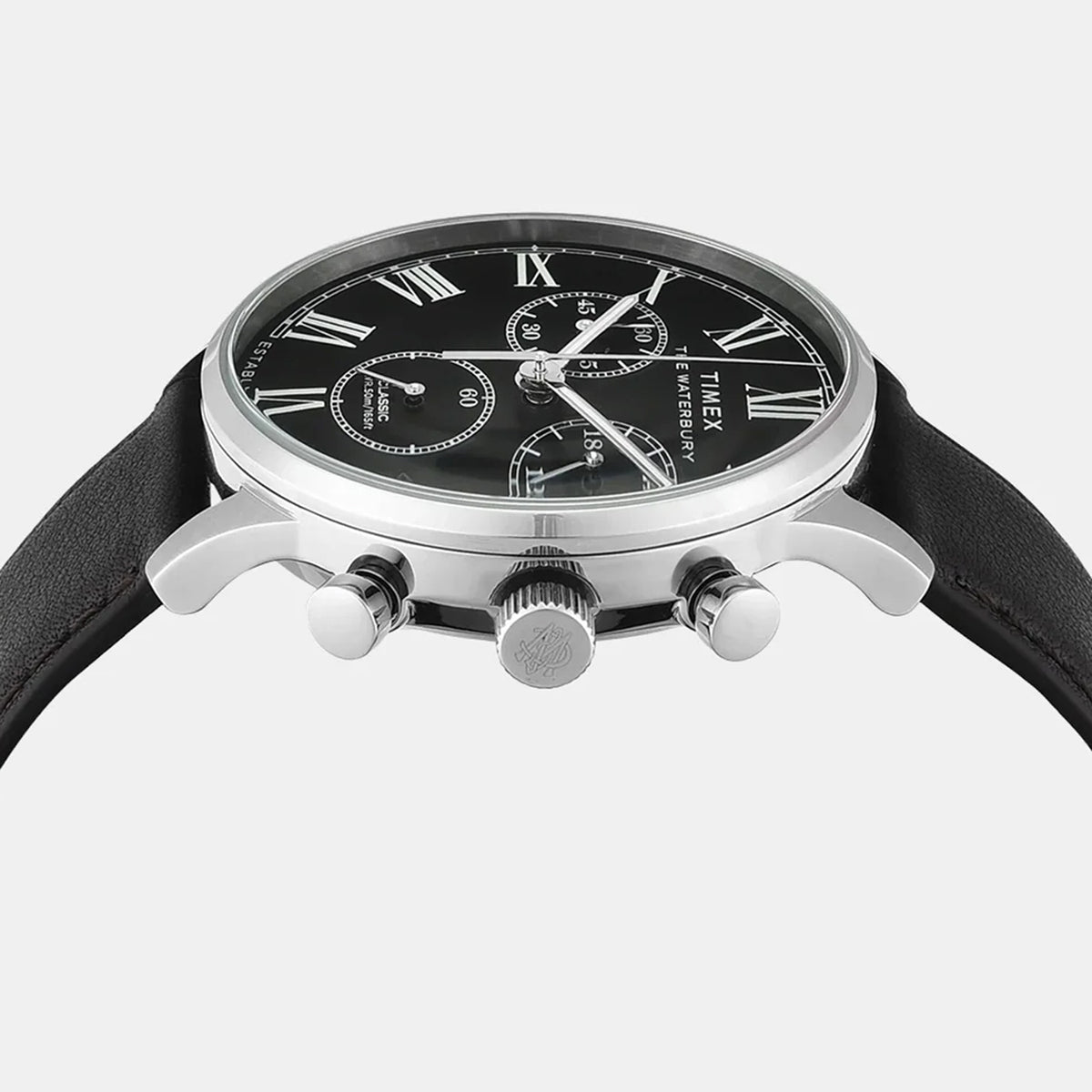 Waterbury Men Quartz Black Dial Multi-Function Leather Watch TWEG26602