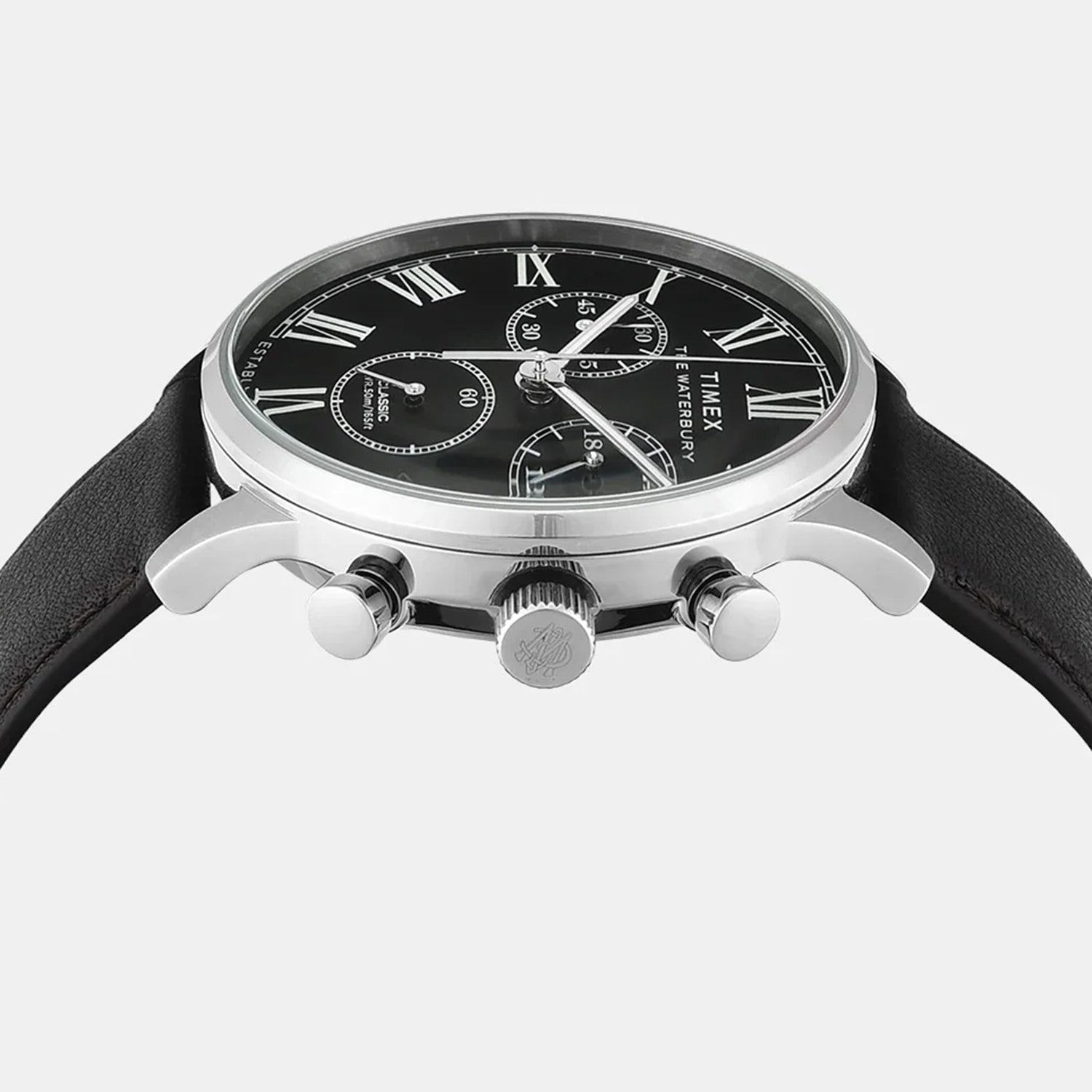 Waterbury Men Quartz Black Dial Chronograph Leather Watch TWEG26602