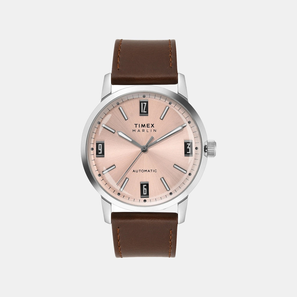 Marlin Men Automatic Pink Dial Analog Leather Watch TWEG26701