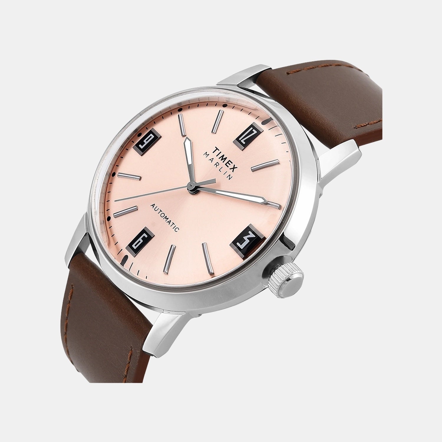 Marlin Men Automatic Pink Dial Analog Leather Watch TWEG26701
