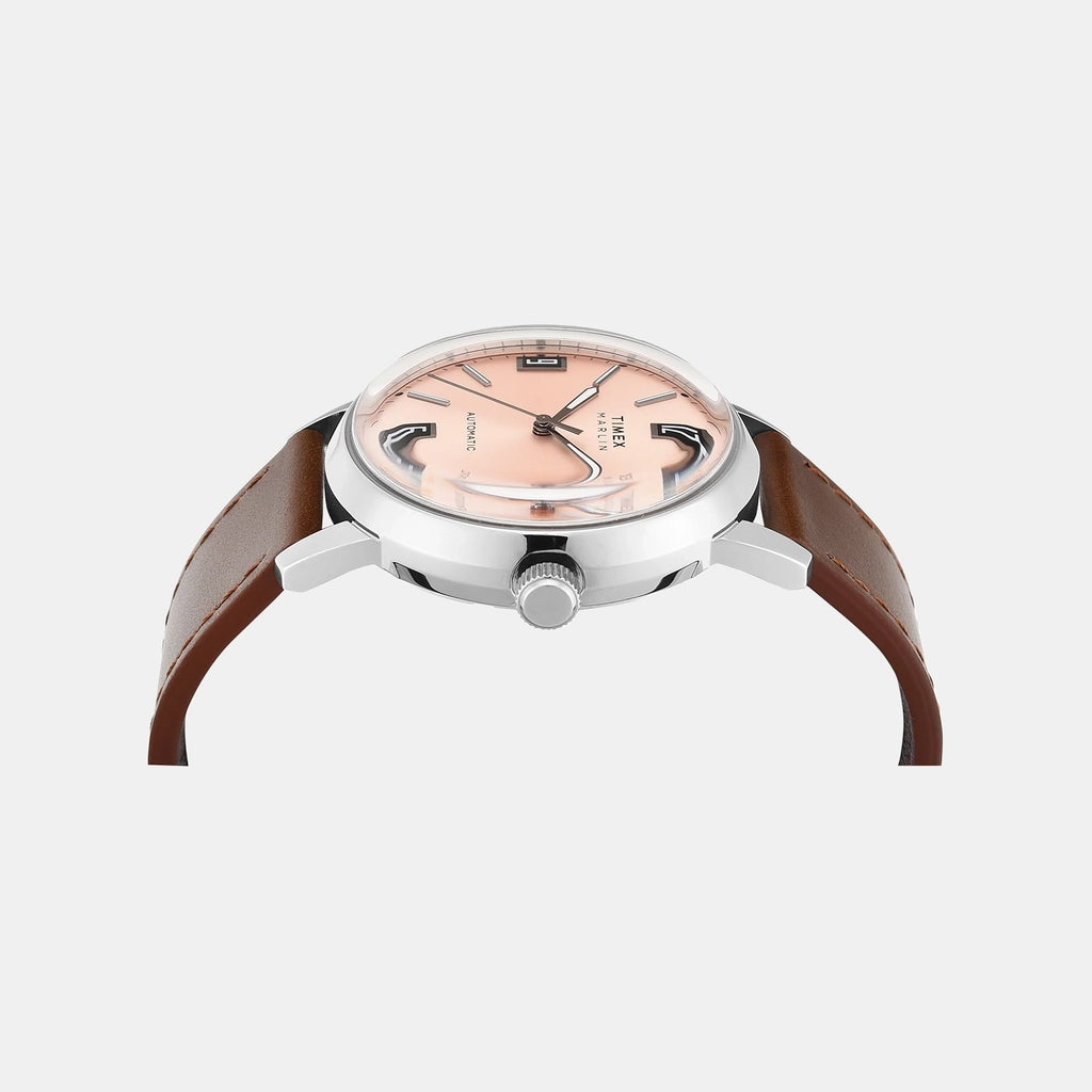 Marlin Men Automatic Pink Dial Analog Leather Watch TWEG26701