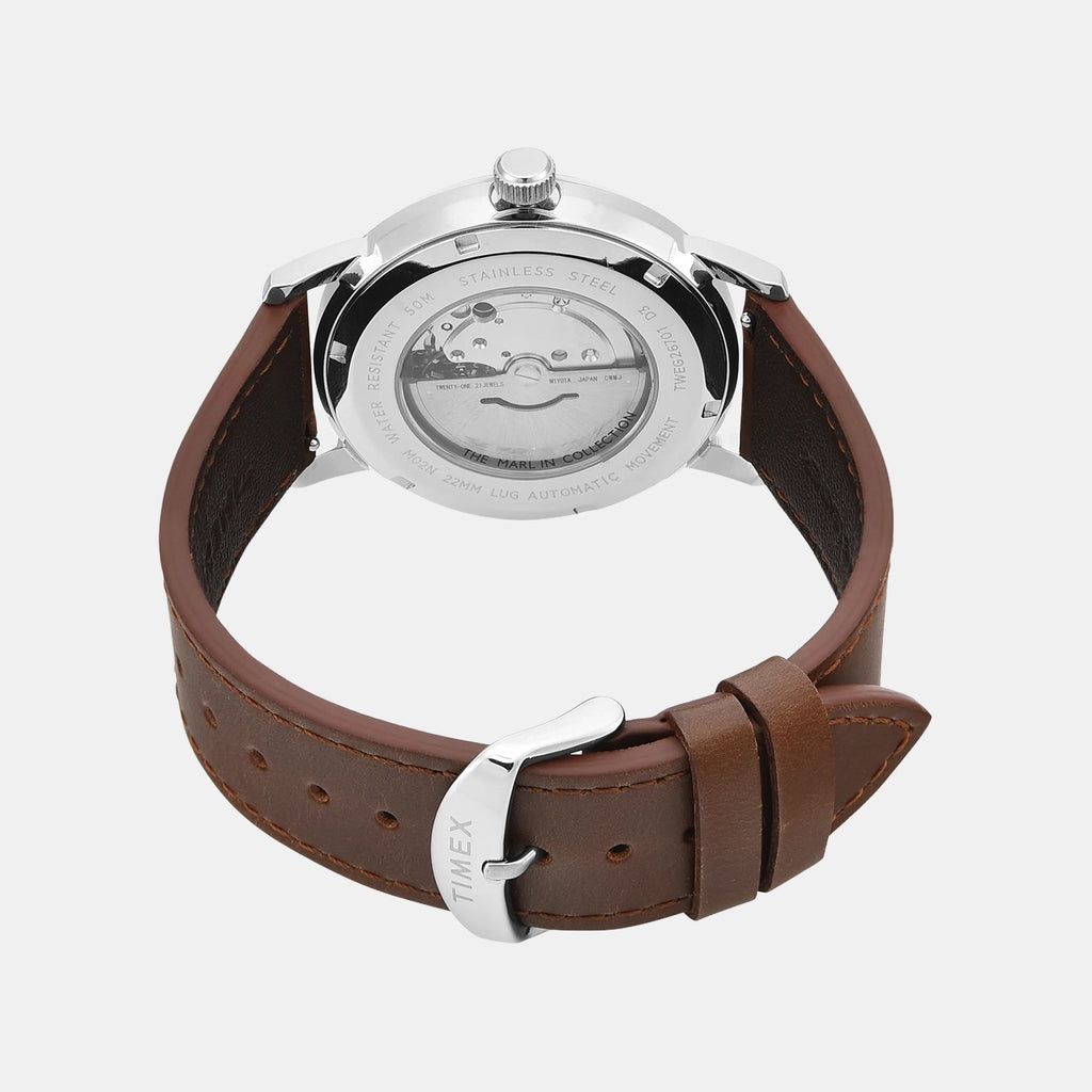 Marlin Men Automatic Pink Dial Analog Leather Watch TWEG26701