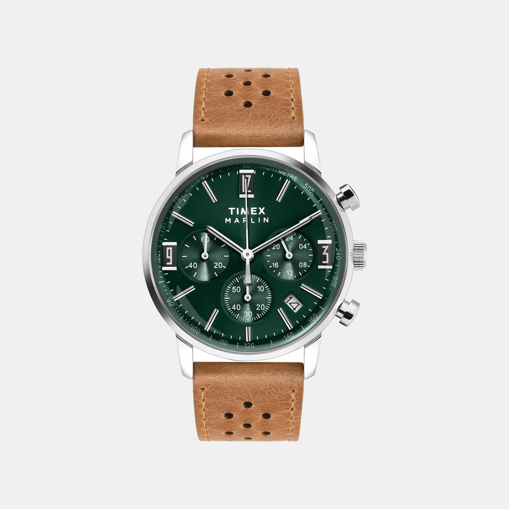 Marlin Men Quartz Green Dial Chronograph Leather Watch TWEG26702