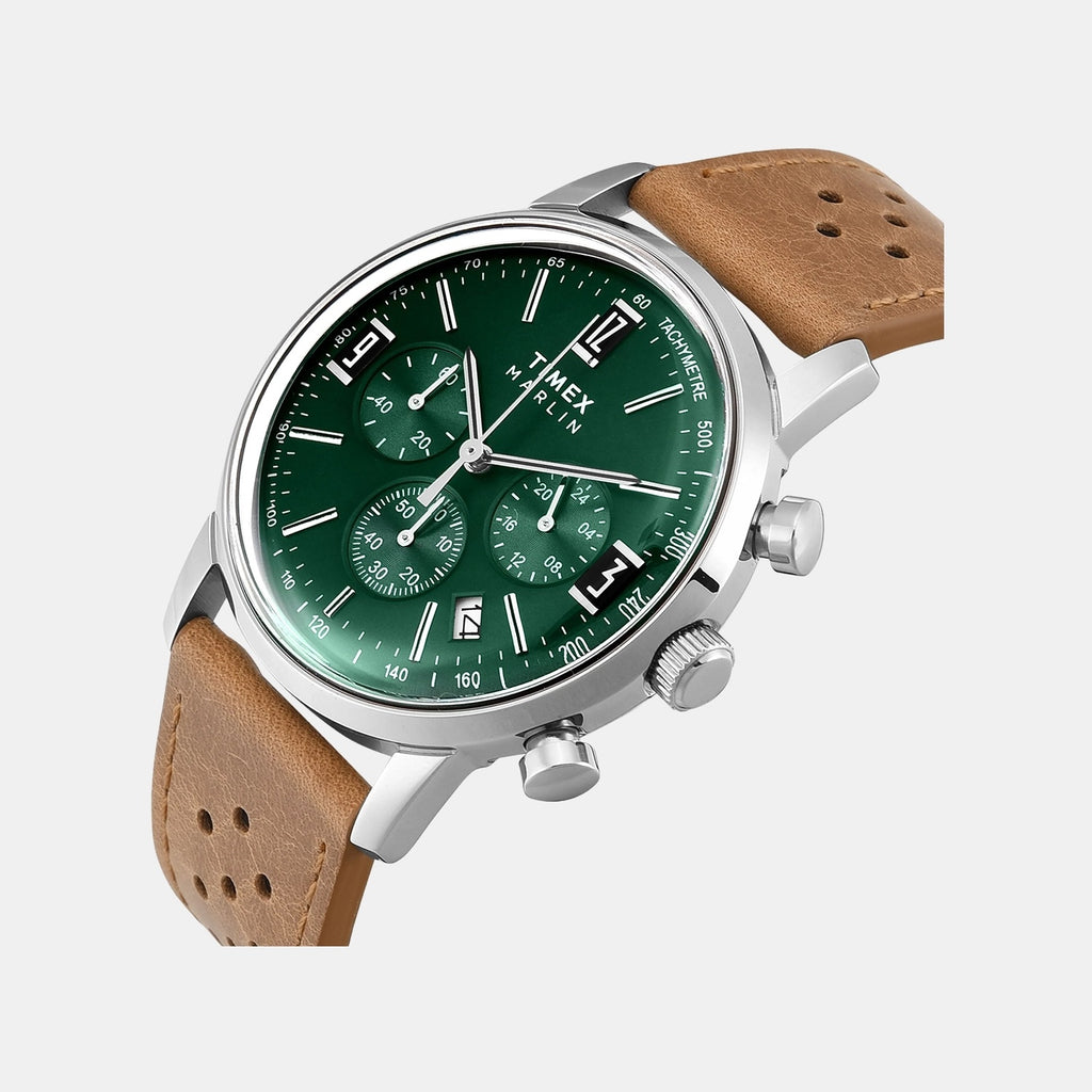Marlin Men Quartz Green Dial Chronograph Leather Watch TWEG26702