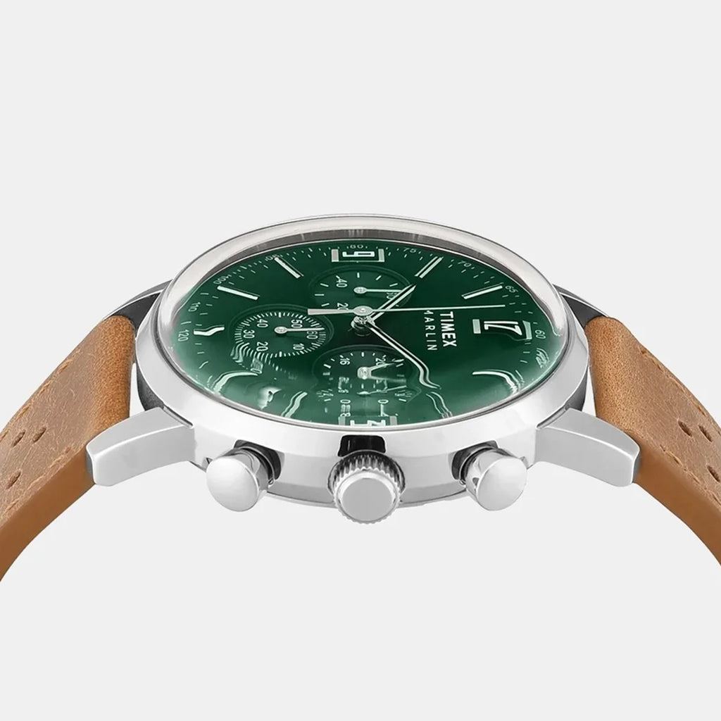 Marlin Men Quartz Grren Dial Chronograph Leather Watch TWEG26702