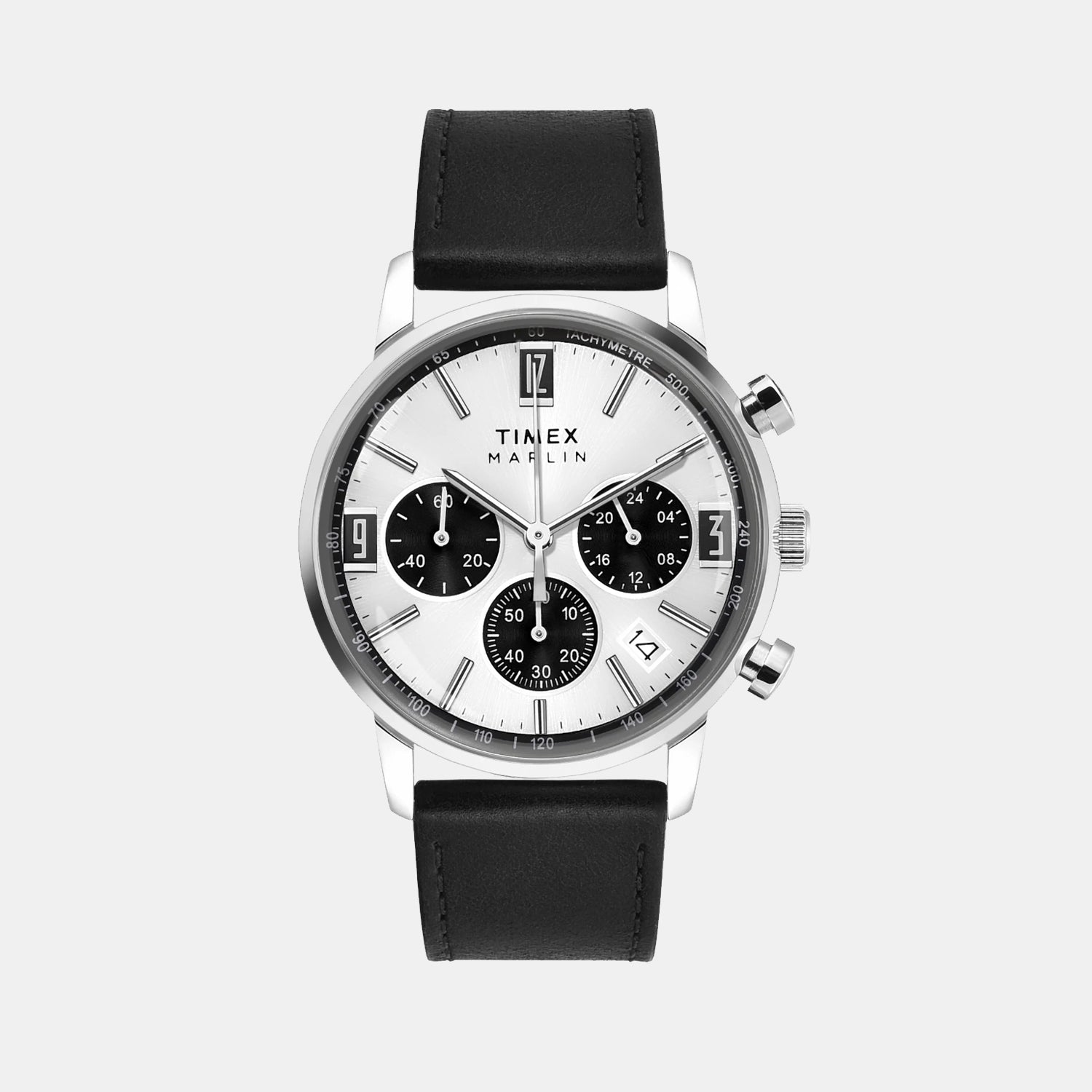 Marlin Men Quartz Silver Dial Chronograph Leather Watch TWEG26703