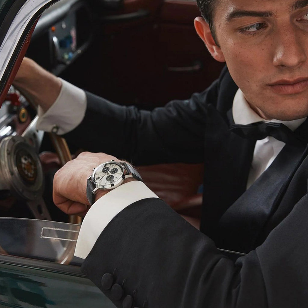 Marlin Men Quartz Silver Dial Chronograph Leather Watch TWEG26703