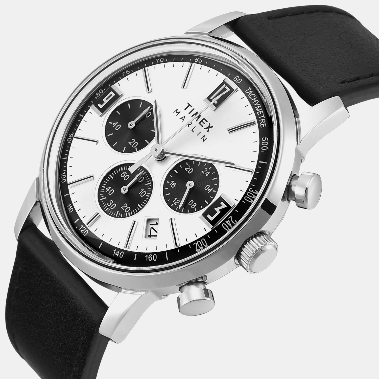Marlin Men Quartz Silver Dial Chronograph Leather Watch TWEG26703