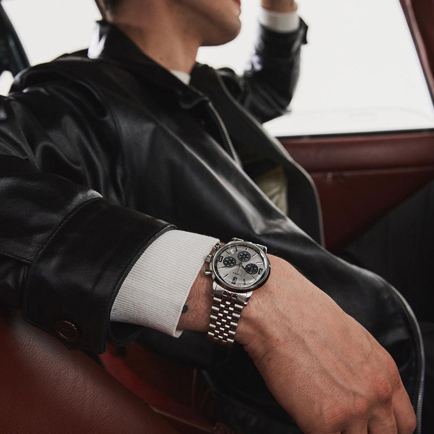 Men Quartz Silver Dial Chronograph Stainless Steel Watch TWEG26704