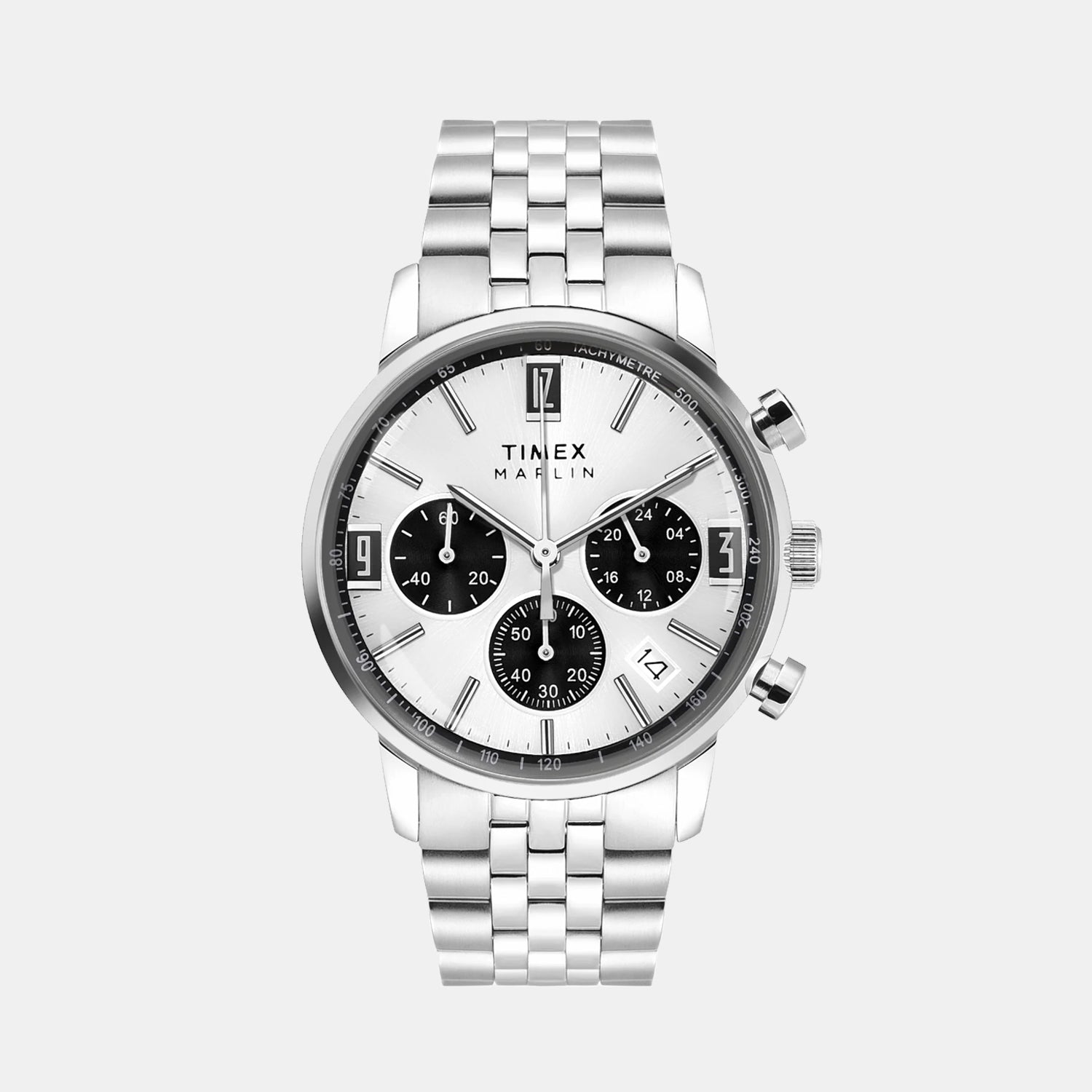 Timex Men Quartz Silver Dial Chronograph Stainless Steel Watch TWEG26704