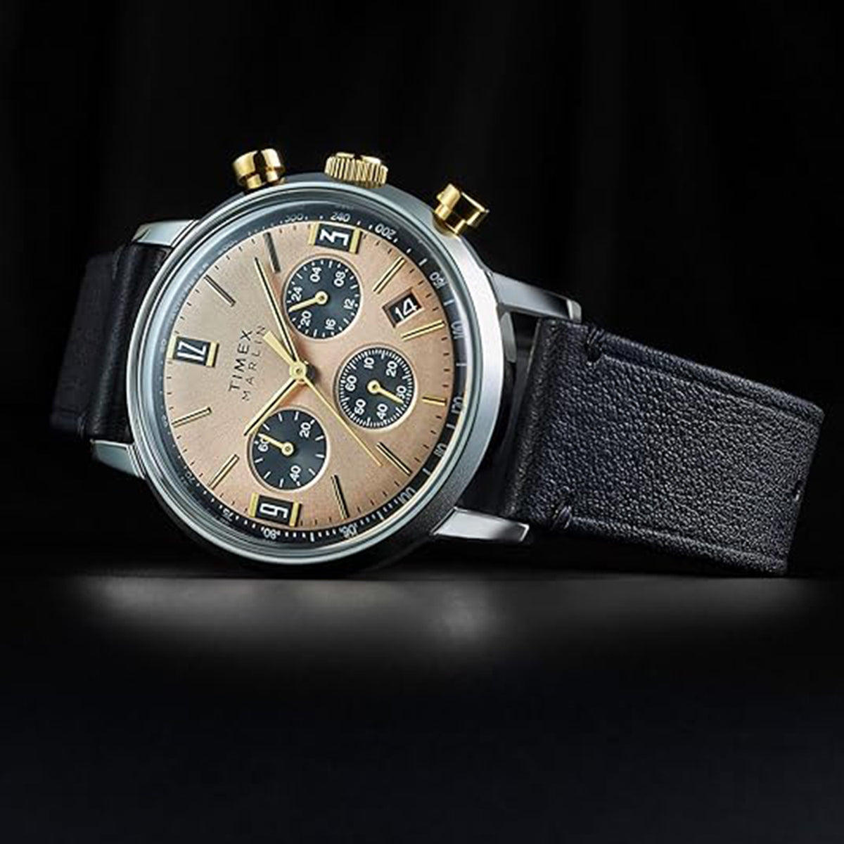 Marlin Men Quartz Champagne Dial Multi-Function Leather Watch TWEG26709