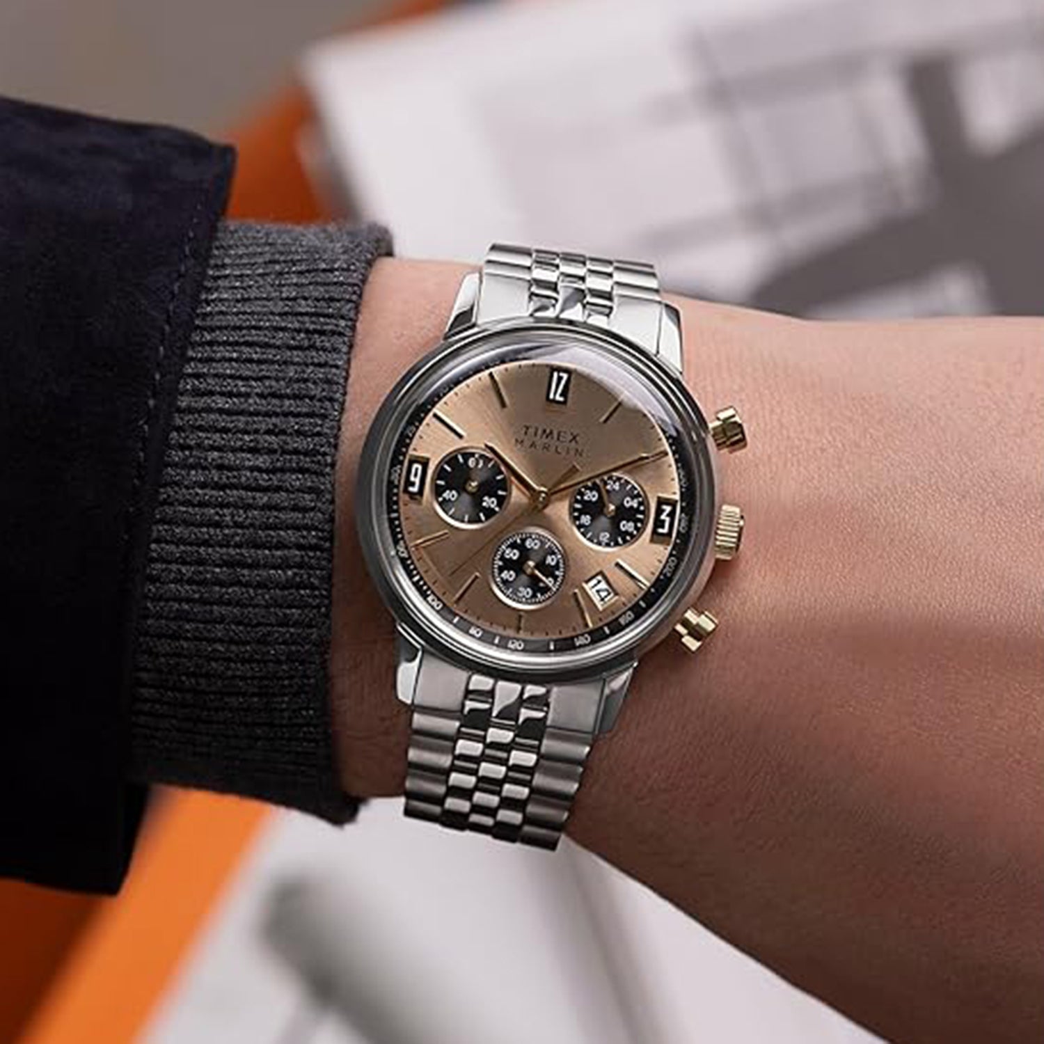 Marlin Men Quartz Champagne Dial Chronograph Stainless Steel Watch TWEG26713