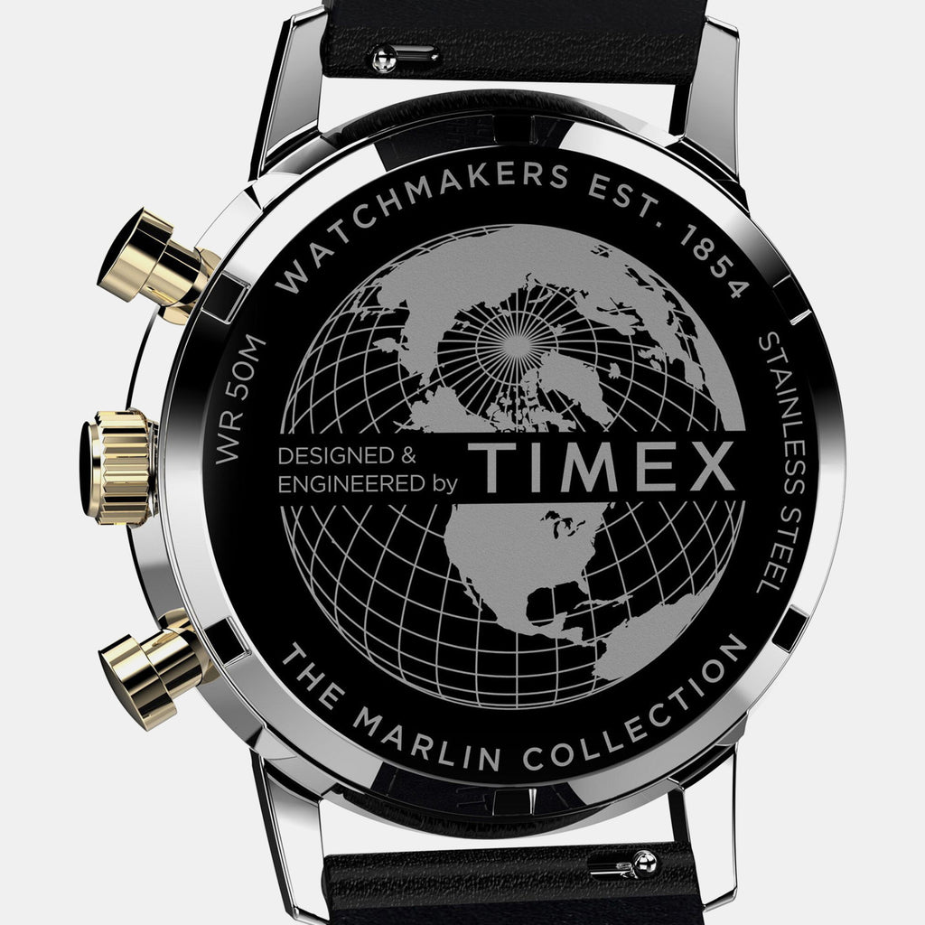 Marlin Men Quartz Black Dial Chronograph Leather Watch TWEG26715