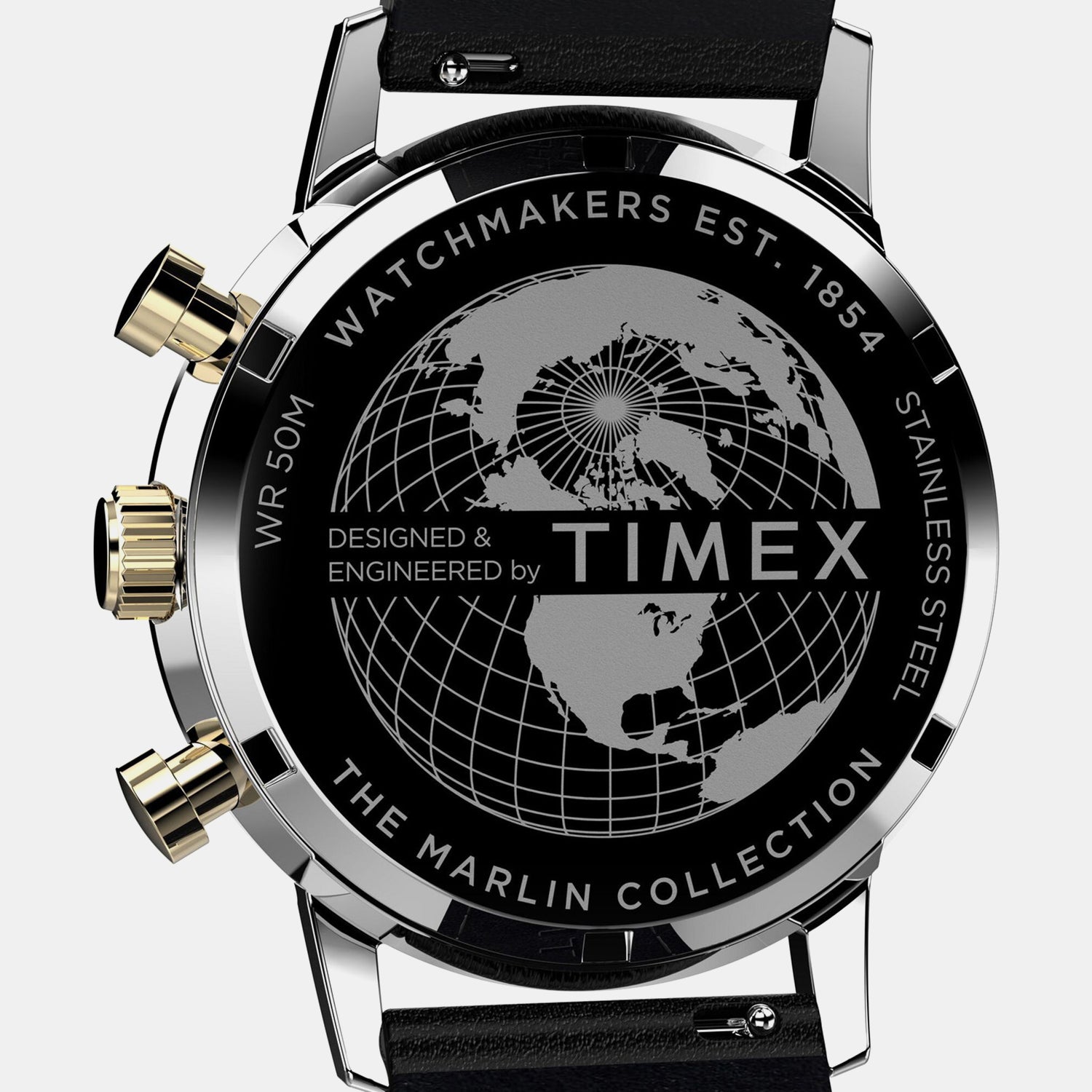 Marlin Men Quartz Black Dial Chronograph Leather Watch TWEG26715