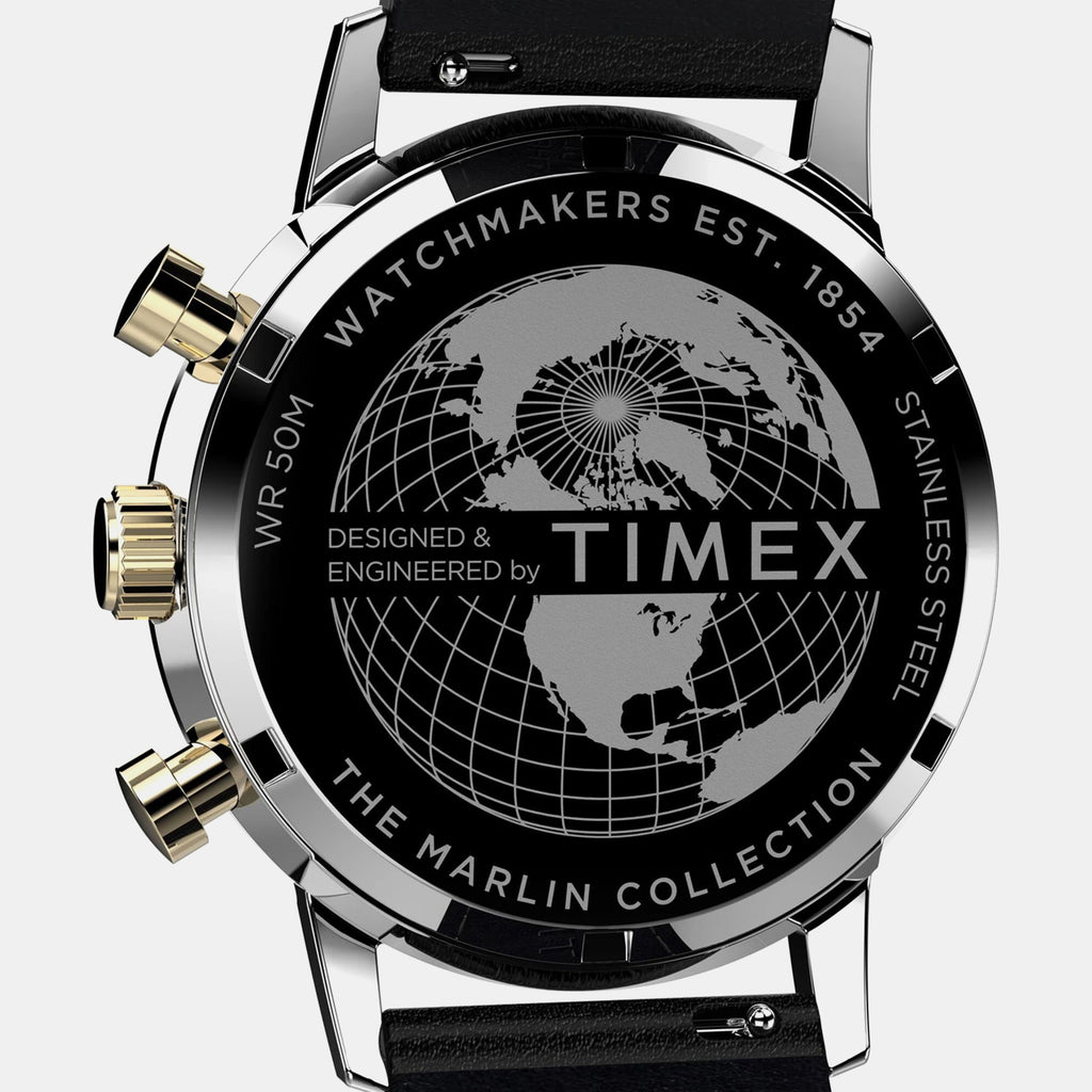 Marlin Men Quartz Black Dial Chronograph Leather Watch TWEG26715