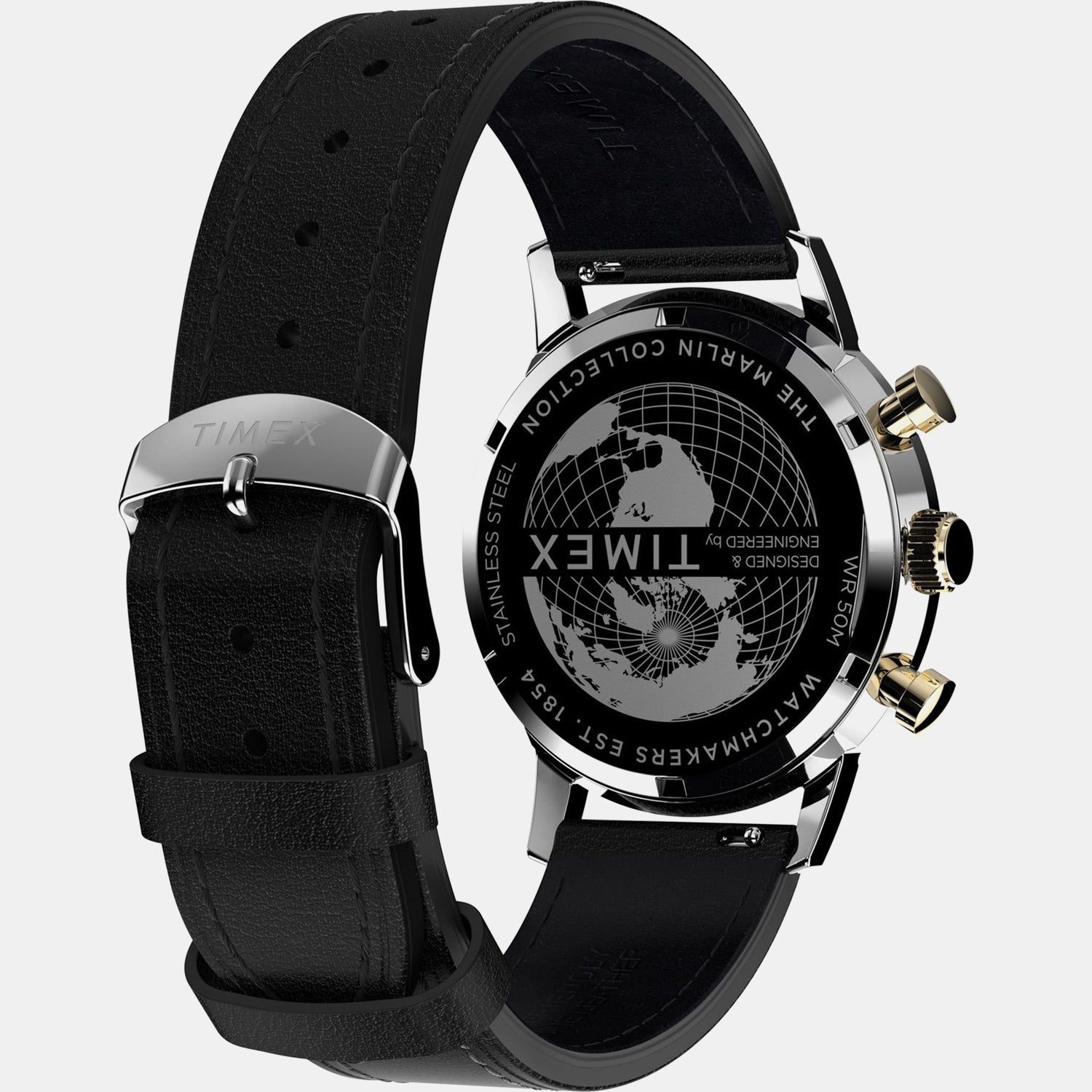 Marlin Men Quartz Black Dial Chronograph Leather Watch TWEG26715