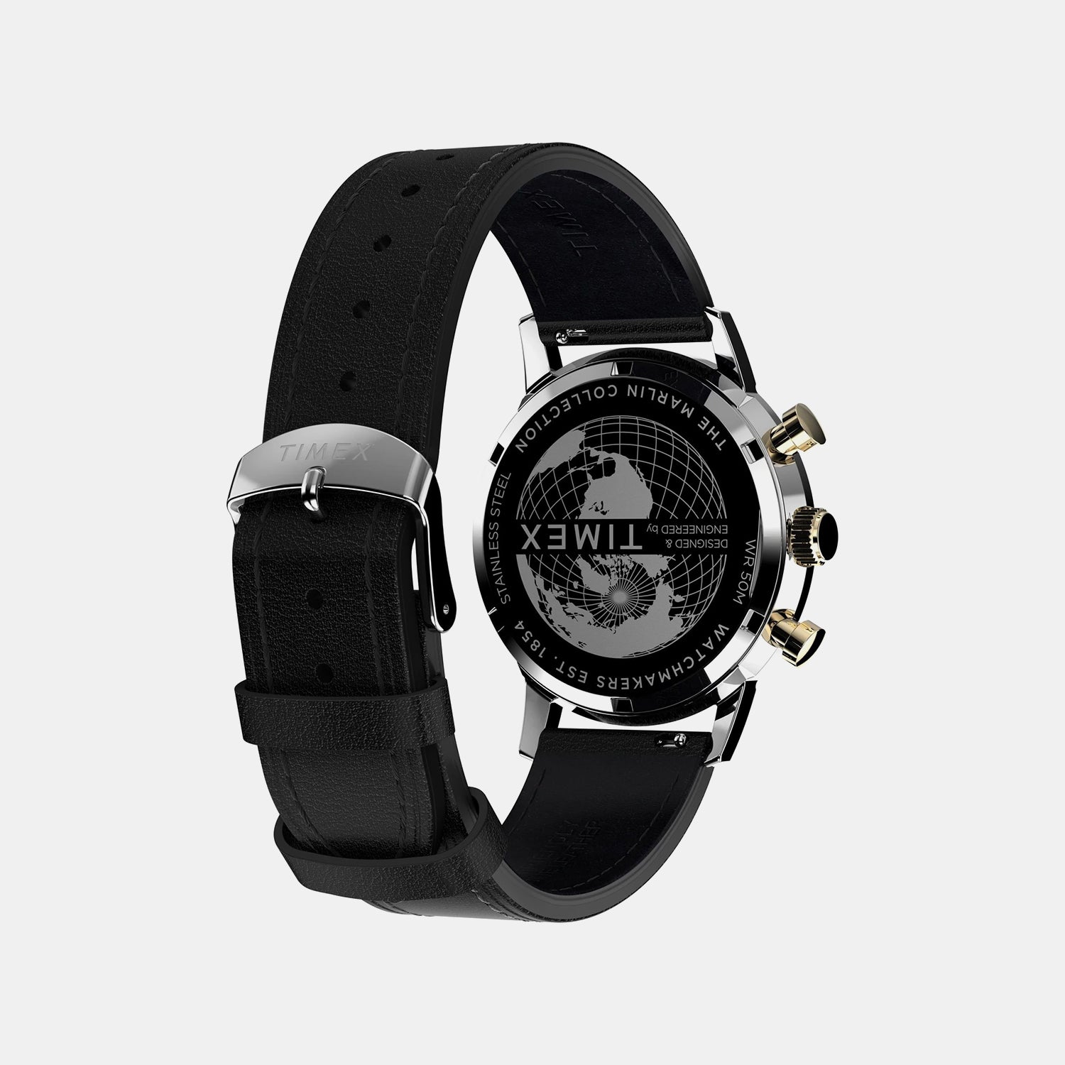 Marlin Men Quartz Black Dial Chronograph Leather Watch TWEG26715