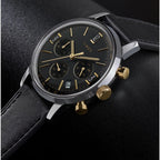 Marlin Men Quartz Black Dial Chronograph Leather Watch TWEG26715