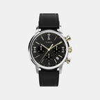 Marlin Men Quartz Black Dial Chronograph Leather Watch TWEG26715