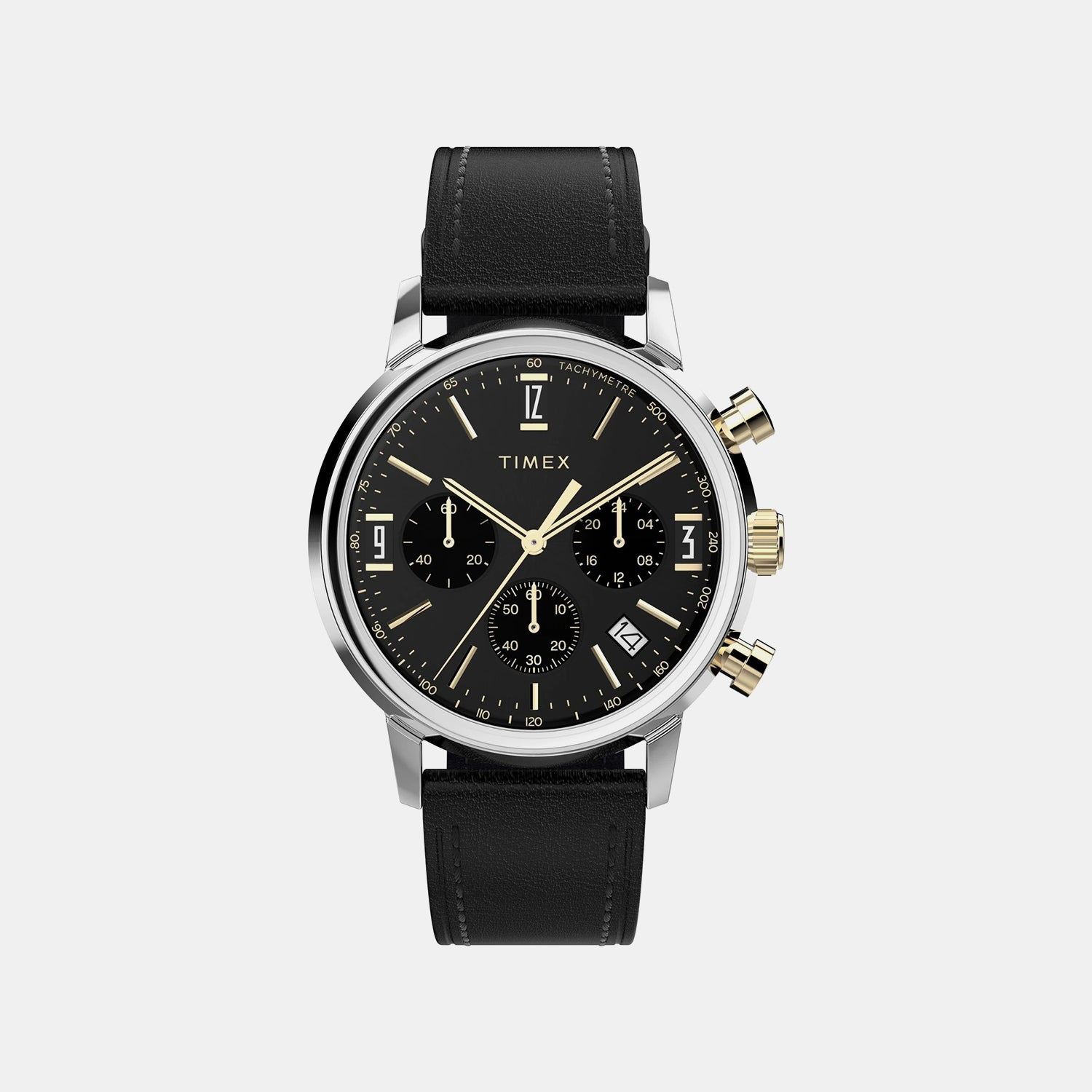 Marlin Men Quartz Black Dial Chronograph Leather Watch TWEG26715