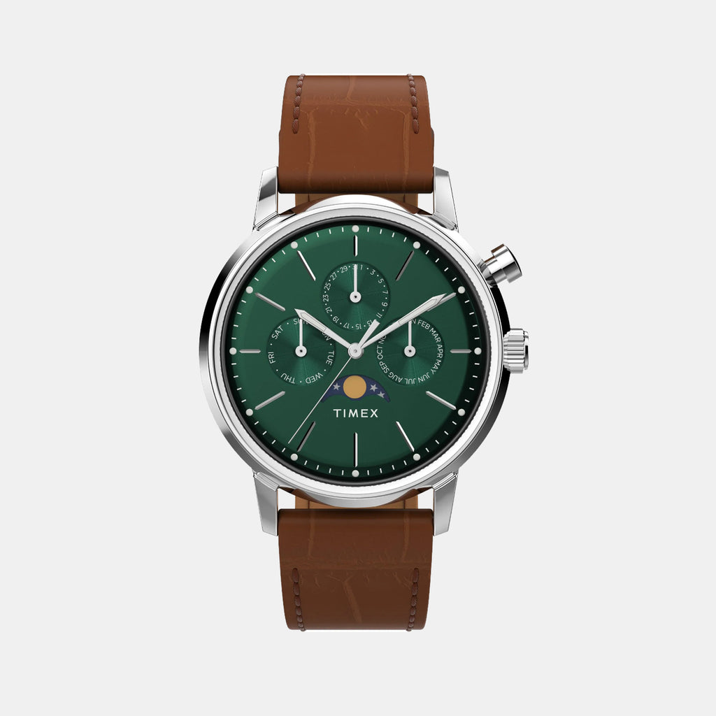 Marlin Men Quartz Green Dial Multi-Function Leather Watch TWEG26800