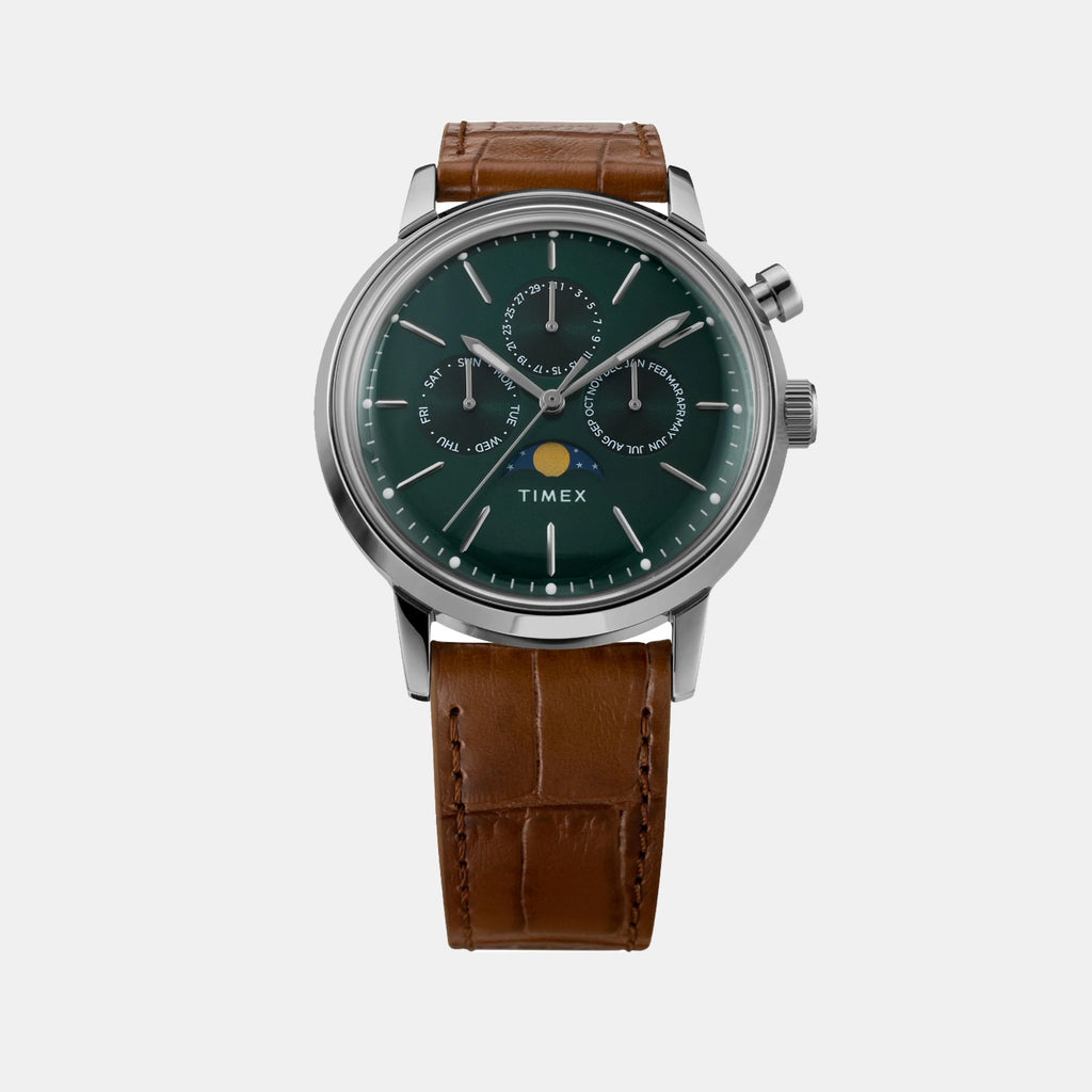 Marlin Men Quartz Green Dial Multi-Function Leather Watch TWEG26800