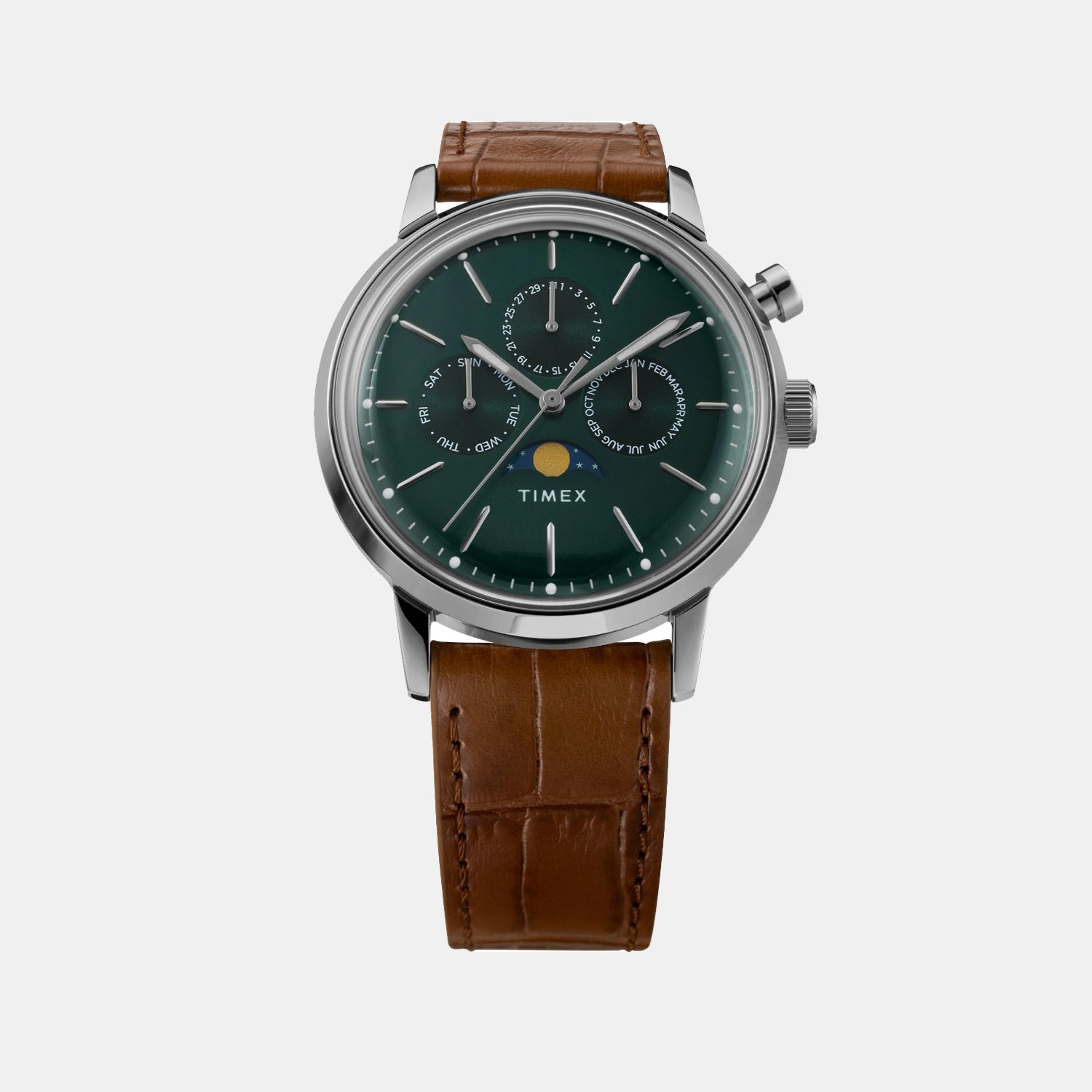 Marlin Men Quartz Green Dial Multi-Function Leather Watch TWEG26800