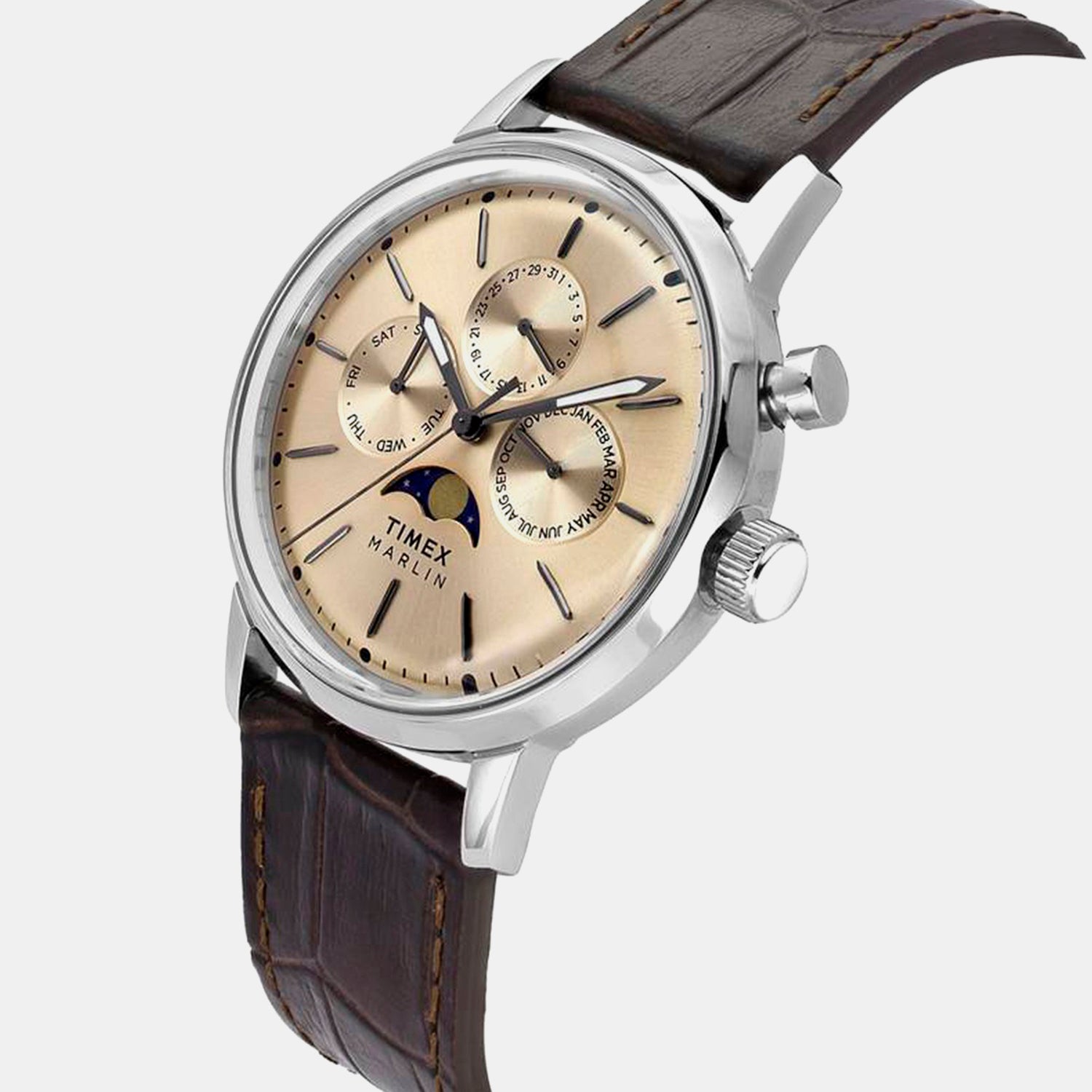 Marlin Men Quartz Dial Multi-Function Leather Watch TWEG26801