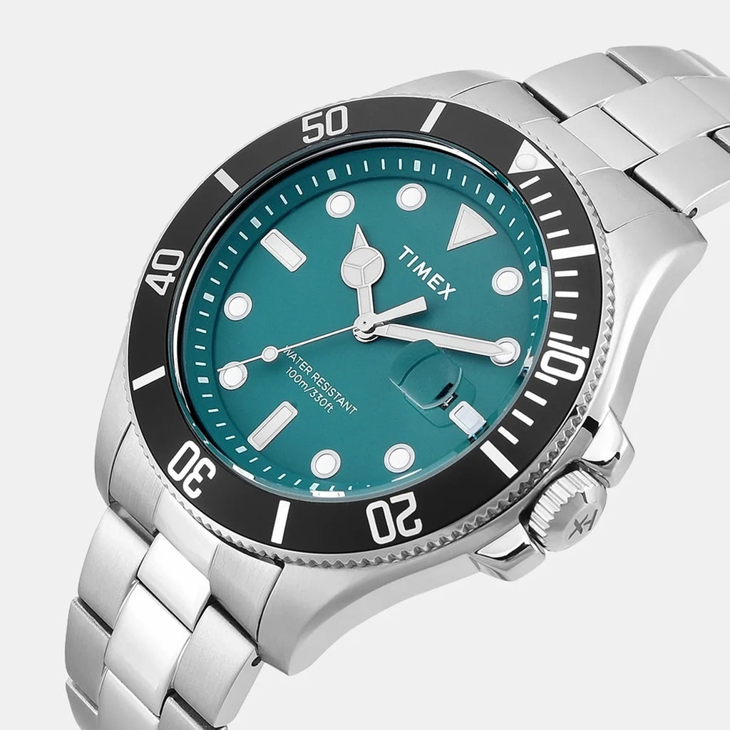 Harborside Men Quartz Green Dial Analog Stainless Steel Watch TWEG27003