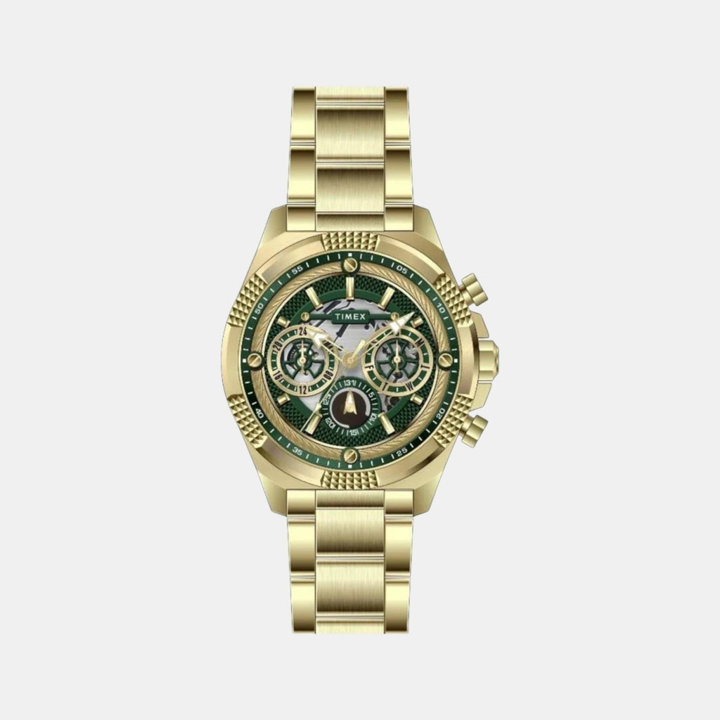 Fashion Men Quartz Green Dial Multi-Function Stainless Steel Watch TWEG27700