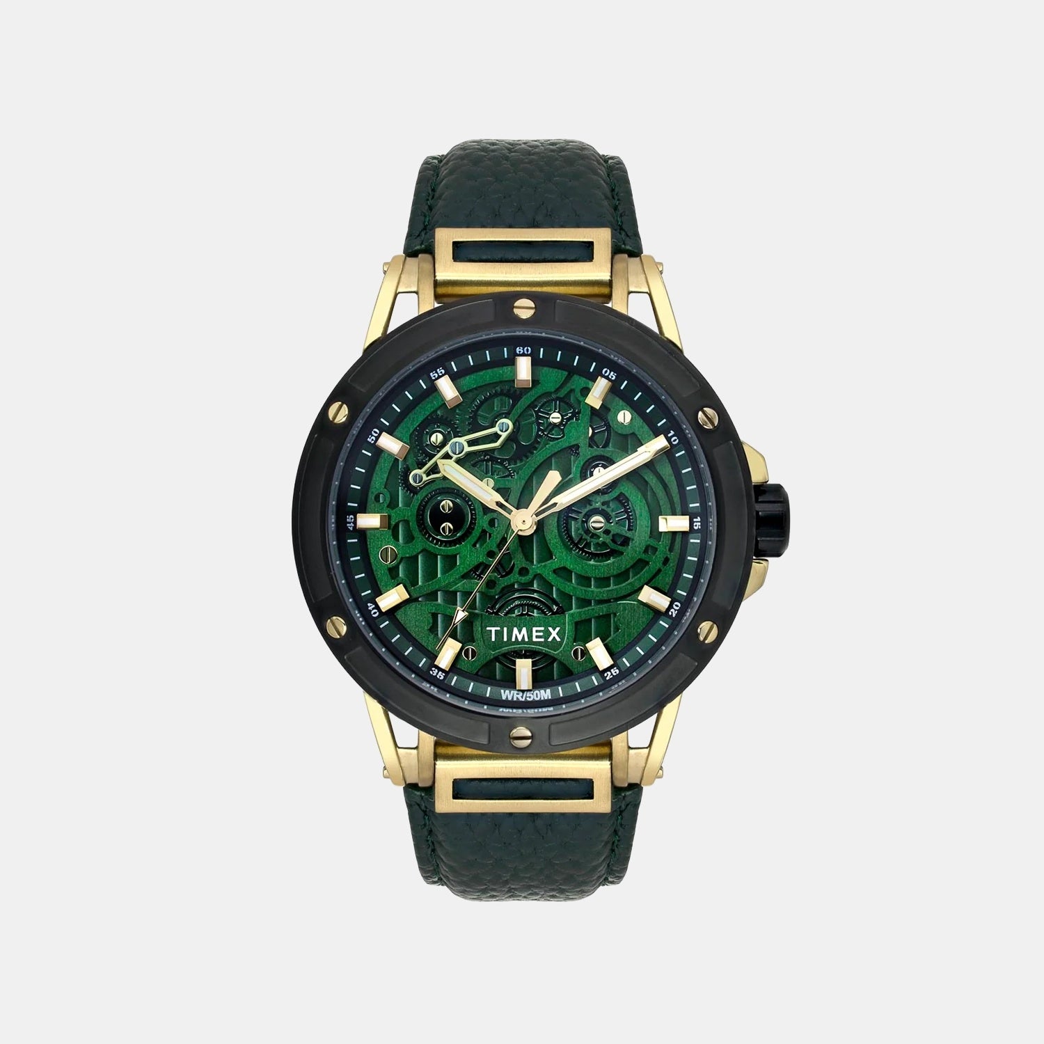 Fashion Men Quartz Green Dial Analog Leather Watch TWEG27800