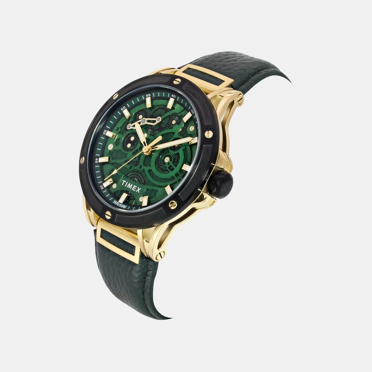 Fashion Men Quartz Green Dial Analog Leather Watch TWEG27800
