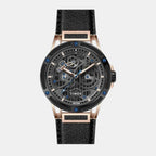 Fashion Men Quartz Black Dial Analog Leather Watch TWEG27801