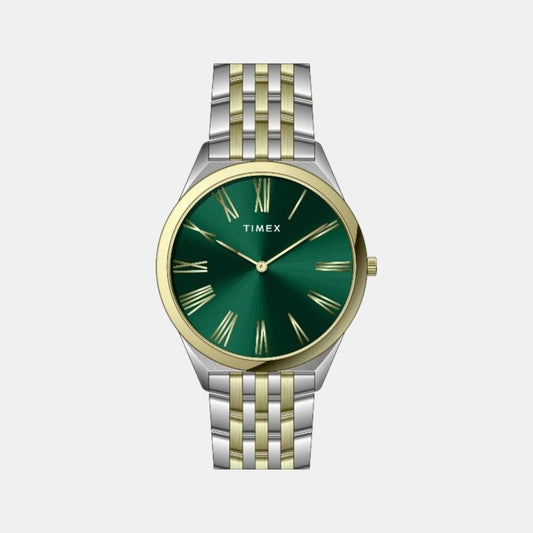 Fashion Men Quartz Green Dial Analog Stainless Steel Watch TWEG27903