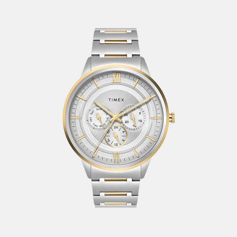 Fashion Men Quartz Silver Dial Multi-Function Stainless Steel Watch TWEG28001