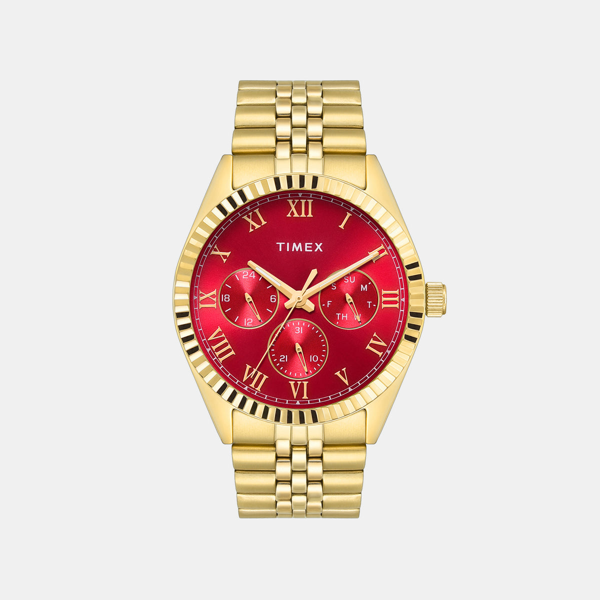 Trendline Men Quartz Red Dial Multi-Function Stainless Steel Watch TWEG33305