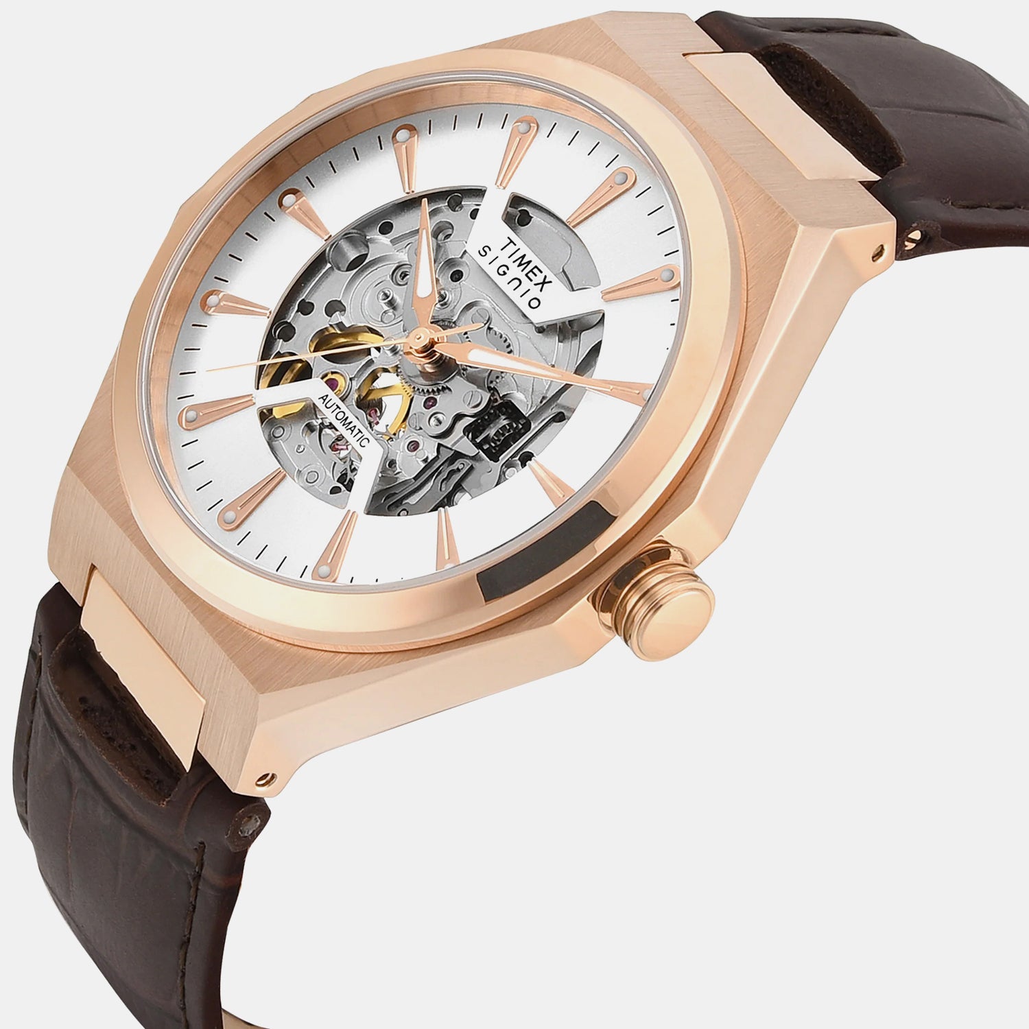 Signio Men Automatic Silver Dial Analog Leather Watch TWEG33900