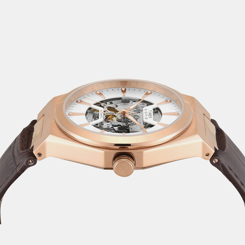 Signio Men Automatic Silver Dial Analog Leather Watch TWEG33900