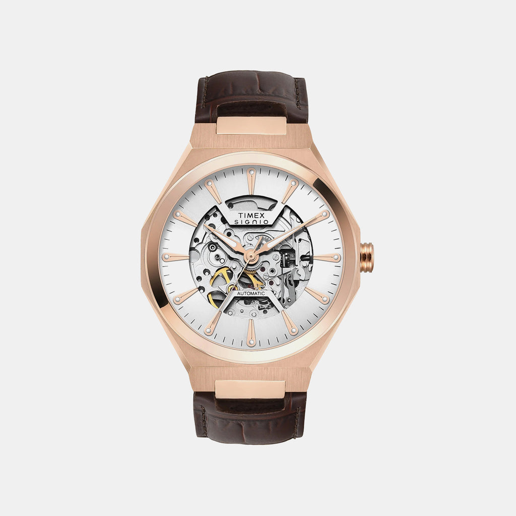 Signio Men Automatic Silver Dial Analog Leather Watch TWEG33900