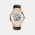 Signio Men Automatic Silver Dial Analog Leather Watch TWEG33900