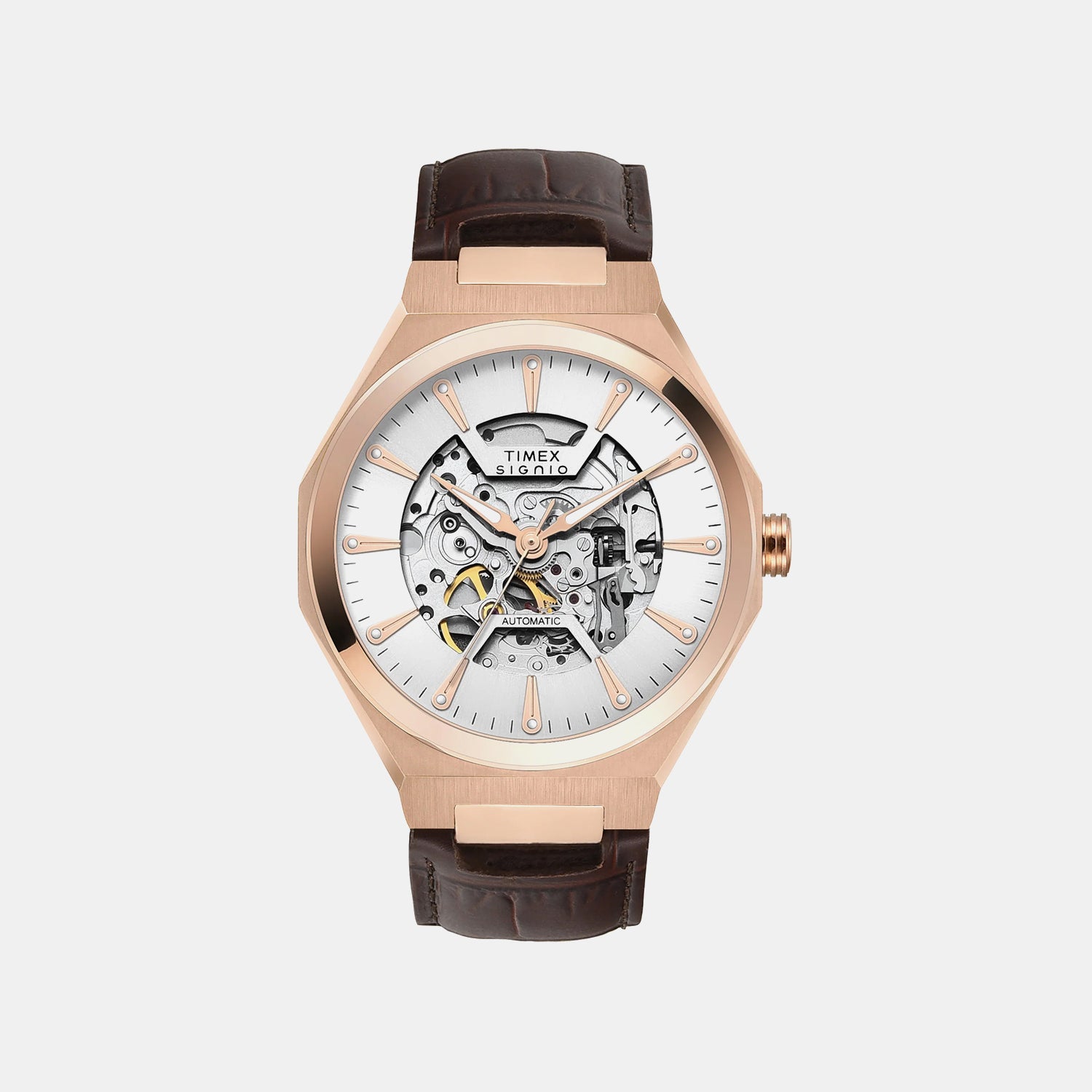 Signio Men Automatic Silver Dial Analog Leather Watch TWEG33900