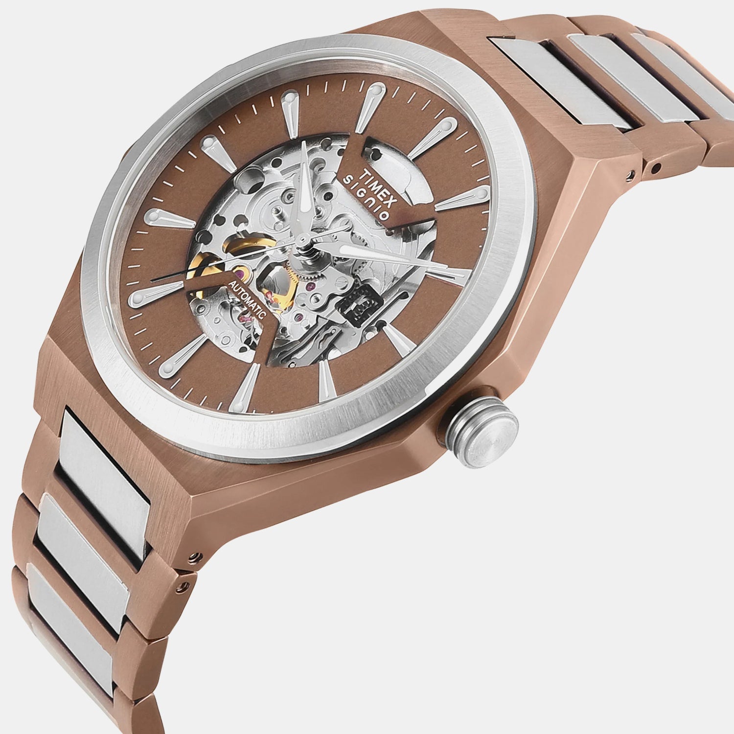 Signio Men Automatic Brown Dial Analog Stainless Steel Watch TWEG33901