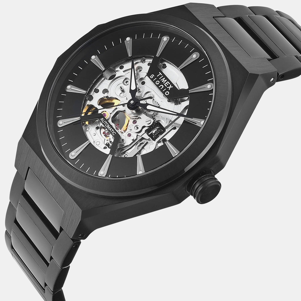 Signio Men Automatic Black Dial Analog Stainless Steel Watch TWEG33902